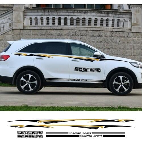 2pcs For KIA Sorento Car Sticker Racing Sport Side Stripe Auto Vinyl Decals Stylish Tuning Styling Automobiles Car Accessories