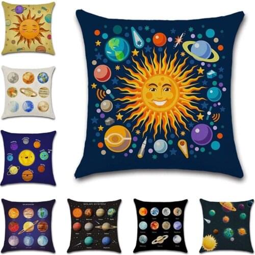 Solar system cartoon printed Sun eight planet Cushion Cover decorative Home sofa chair car seat childrens room gift pillowcase