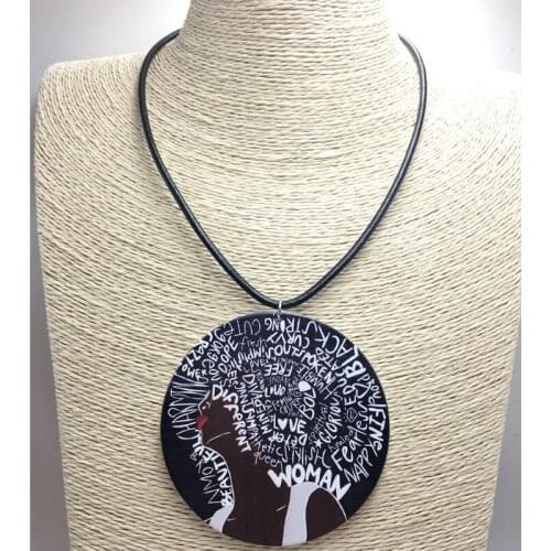 2017 Newest Black Woman Wooden Pendant Necklace