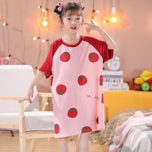 Wholesale 2021 New Children Clothing Summer Kids Pijama Nightwear Short Sleeve Loose Girl Nightgowns Baby Casual Homewear Pajama