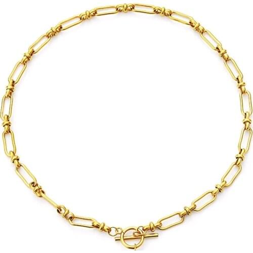 100% Stainless Steel Toggle Necklace For Women Gold/Silver Color Metal Heavy Duty Chain Choker Collier Womens Neck Chain