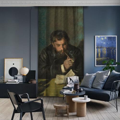 Cipcici Auguste Renoir-Claude Monet Panel Curtain Unisex Kids Living Room Child Woman Elite Plain Man MasterPieces Brown