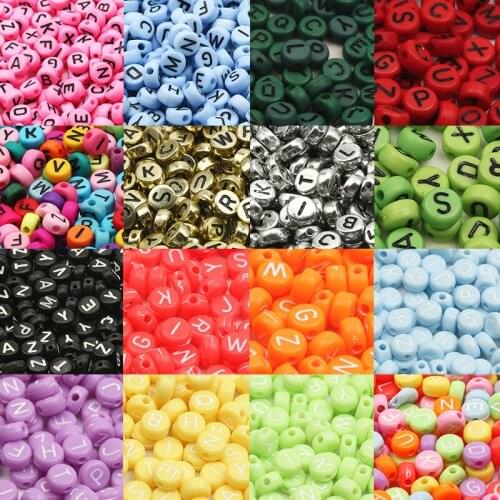 4X7mm Flat Round Color Letter Beads Acrylic Random Alphabet Spacer Accessories For Jewelry Making DIY Bracelet Necklace Supplies