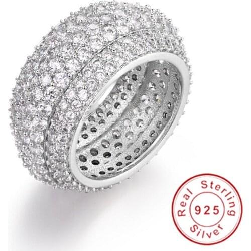 Luxury Jewelry Pave 360PCS Simulated Diamond painting full Rings For Women Ladys 925 Sterling Silver Wedding ring Girl gift