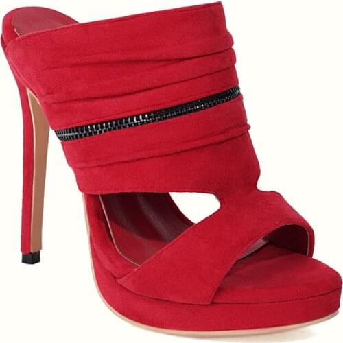 MKKHOU Fashion Sandals Women 2021 New Summer Pumps Suede Fish Mouth 12 cm High Heels Large Size 32-52