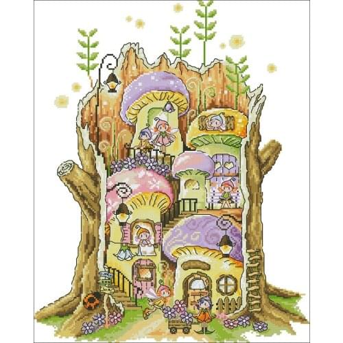 So-op142 tree house neighbor Cross Stitch Set Cross-stitch Kit Embroidery Needlework Craft Packages Cotton Fabric Floss