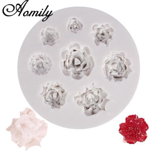 Aomily 3D Rose Flower Shape Silicone Molds Cake Chocolate Mold Wedding Cake Decorating Tools Fondant Sugarcraft Soap Mould