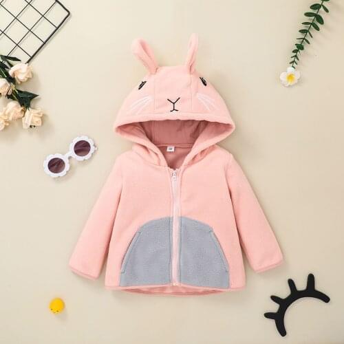 TELOTUNY Baby Girls Cartoon Rabbit Hooded Sweatshirt Tops Coat 2021 Spring Autumn Childrens Zipper Cardigan Jacket Outerwear