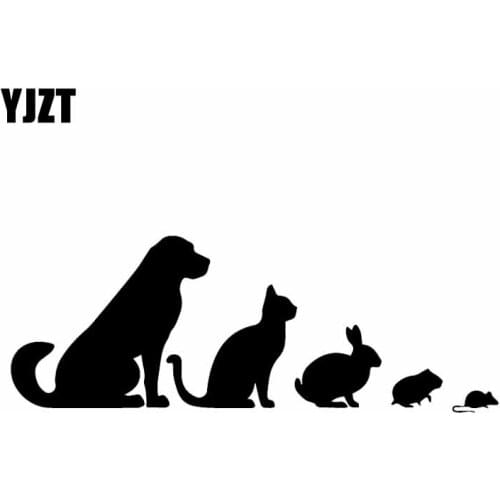 YJZT 18.6X6.8CM Intereting Animals Pets Dog Cat Rabbit Car Stickers Vinyl Decal Decor Black/Silver C24-1415