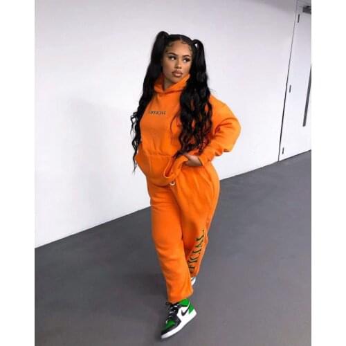 Autumn Winter Two Piece Set Women Printing Long Sleeve Hooded Sweater Crop Top+Pants Sets Club Outfits Streetwear Wholesale