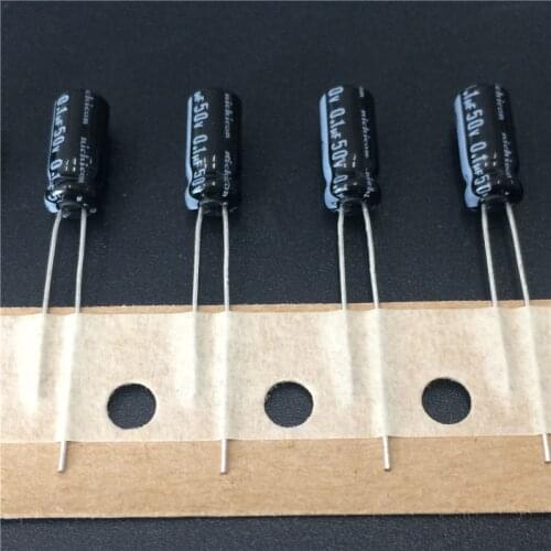 100pcs 0.1uF 50V NICHICON VZ Series 5x11mm 50V0.1uF Wide Temperature Range Aluminum Electrolytic Capacitor
