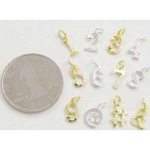 13pcs silver color Fashion Jewelry Charms Lucky DIY Number Pendant 0-9 single Arabic numbers metal charms bead
