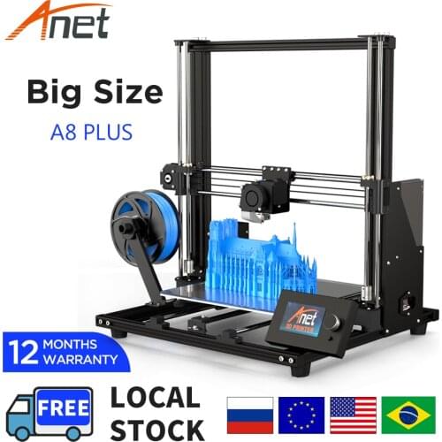 Big DIY FDM 3D Printer Anet A8 Plus High Precision All Metal Desktop Impresora 3D With Open Source Marlin Support TPU PLA