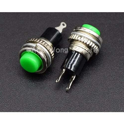 5pcs/LOT Green 10mm Thread Multicolor 2 Pins Momentary Push Button Switch 3A/125V 1A/250V DS-316