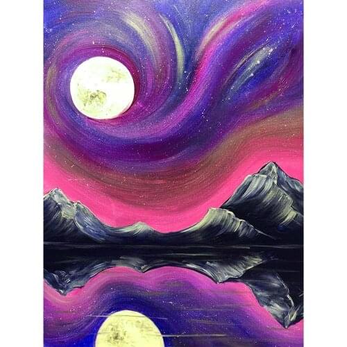 5D Diamond Painting Landscape Mountain Moon Tree Animal DIY Cross Stitch Diamond Mosaic Pattern Decorative Oil Painting Home