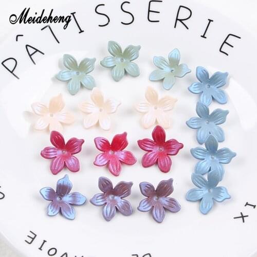 Acrylic Spraying Colorful Flower Charms Beads for Jewelry Making Needlework Handmade Crafts Gifts Design Ornament Accessory