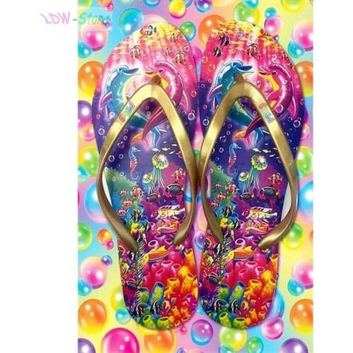 Colorful flip flop,Diamond Mosaic Full Square/Round Drill Decoration Home wall art 5D DIY Embroidery Diamond Painting NEW095