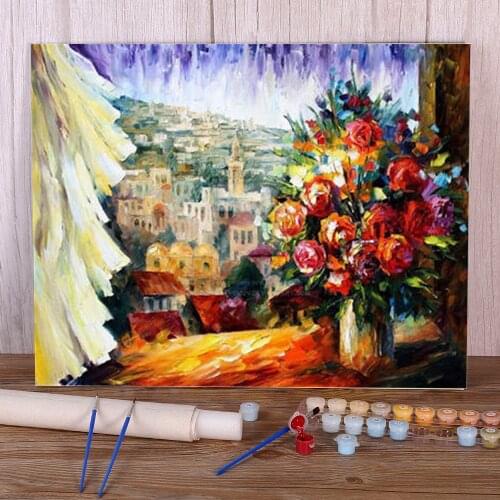 Flowers Jerusalem Painting By Numbers Package Acrylic Paints 40*50 Paiting By Numbers Home Decor For Kids Handiwork Art