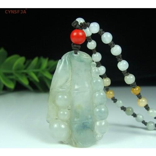 CYNSFJA Real Rare Certified Natural Grade A Burmese Jadeite Amulet Bamboo Jade Pendant Green High Quality Hand Carved Best Gift