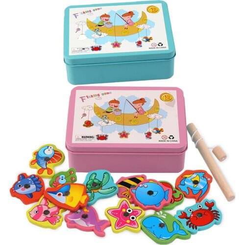 2-In-1 Wooden Board Magnetic Fishing Game Kids Geometric Sorting Stackle Toys Puzzle Baby Early Educational Toy