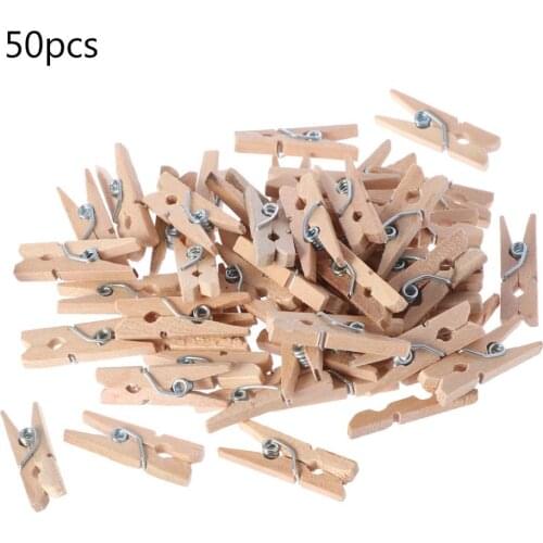 50Pcs/Set Mini DIY Wooden Clothes Photo Paper Pegs Clothespin Cards Craft Clips
