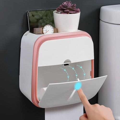 Paper Holder Waterproof Wall Toilet Paper Holder Shelf Creative Tray Tissue Box Paper Tube Storage Box for Bathroom Kitchen