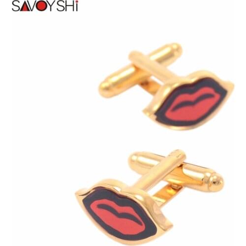 SAVOYSHI Brand Lips Modeling Cufflinks for Mens Shirt Cuff Bottons High Quality Colorful Enamel Cufflink Fashion Jewelry Design
