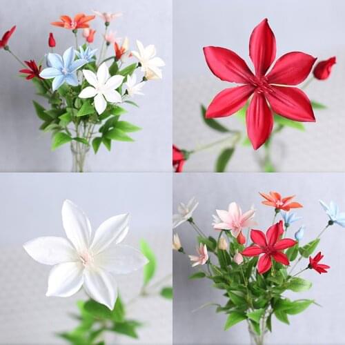 1pc Simulation Clematis Artificial silk flower Lotus Wedding Home Party Flower Arrangement Hotel Floral Decoration