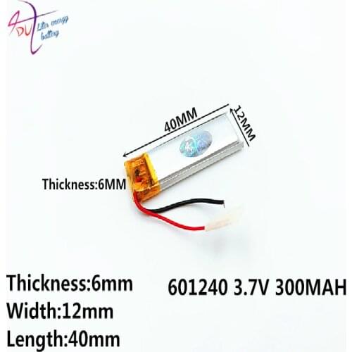 3.7V 300mAh 601240 Lithium Polymer Li-Po Rechargeable li ion Battery For Mp3 MP4 MP5 GPS Vedio Game toys