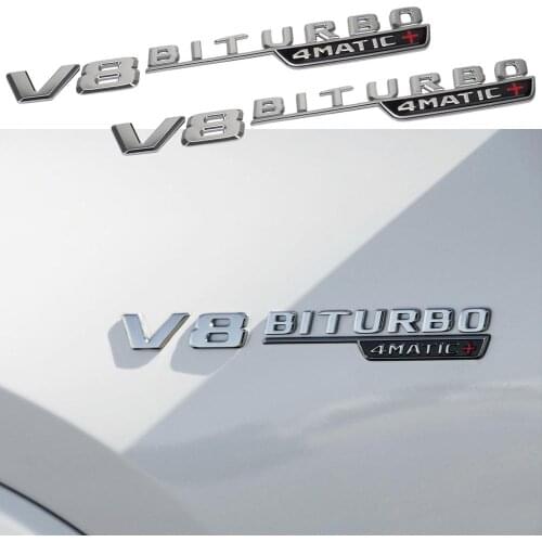 2pcs V8 BITURBO Logo Car Side Fender Sticker For Mercedes Benz AMG GT SLC CL GLS GL E Class W213 Letters Badge Accessories