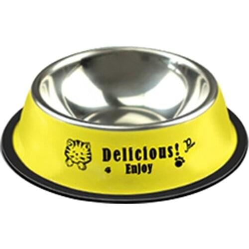 Stainless steel dog bowl pets feeder bowl with rubber base for dogs and cats