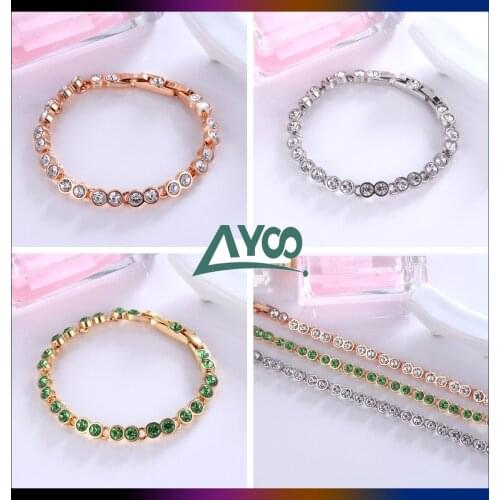 SWA Fashion Jewelry 1:1,Charming Green Rose Gold Crystal Bracelet Lady Elegant Birthday Romantic Gift For Women With Logo