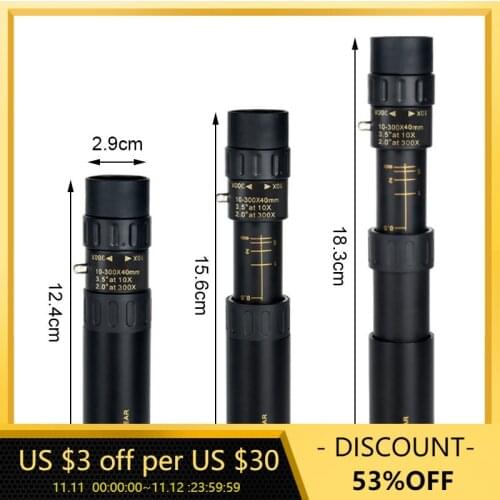 Monocular Spyglass 10-300x40 HD Telescope Powerful Binoculars Professional Weak Night Vision Zoom Hunting Spotting Scope Camping