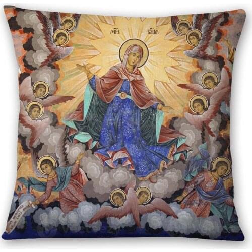 Christ Jesus Artistic Cushion Cover 45X45cm Beige Linen White Polyester Soft Pillowcase Sofa Bedroom Decor