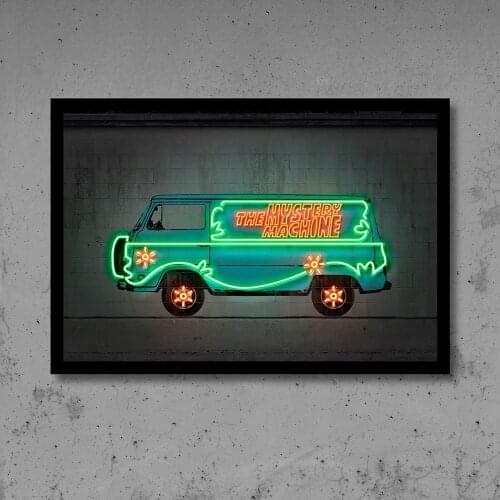 Vehicle Car Art Print Neon Posters Mystery Machine Street Graffiti Wall Art Canvas Nursery Poster Boy Gifts Home Decoration