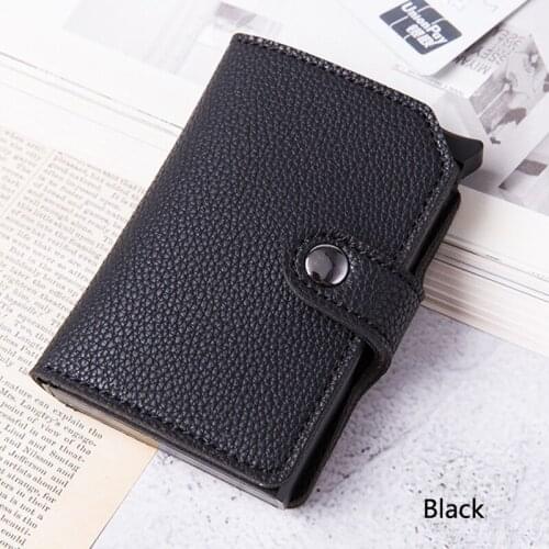 New Antitheft Card Holder Blocking Rfid Men Wallet Leather Unisex Security Information Cretit Card holders Aluminum Metal Purse