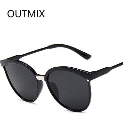 OUTMIX Oval Womens sunglasses Women Fashion Luxury Brand Designer Vintage Round Big Frame Sun Glasses Female UV400 Shade