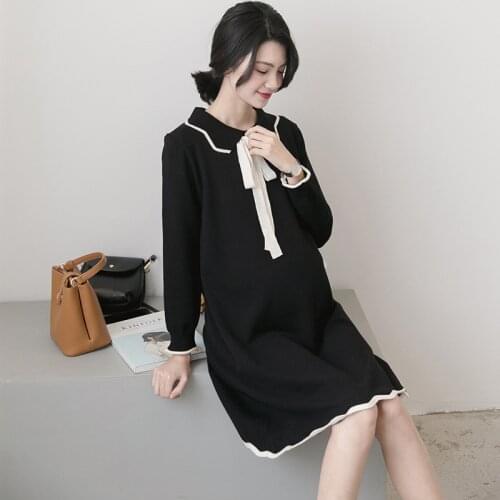 Autumn Winter Warm Sweater Maternity Dresses Fashion Knitted Pregnancy Dress Casual Loose Maternity Clothes For Pregnant Women