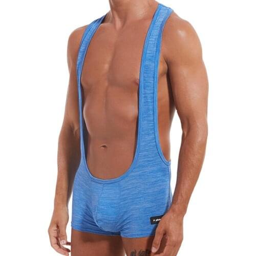 Sexy Men Undershirts Jockstrap Bugle Pouch Bodysuits Wrestling Singlets Jumpsuits Leotard Teddies Open Butt Underwear Plus Size