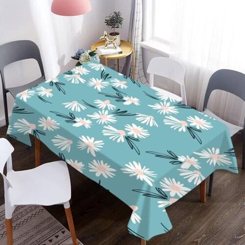 Custom 3D Tablecloth Chamomile Pattern Waterproof Coffee Table Cloth Oxford Fabric Table Cover Wedding Decoration Picnic Blanket