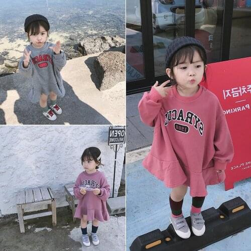 Girls' Sweater Loose Letters Blouse Dress 2021 Autumn Clothes New Casual ChildrenS Clothing