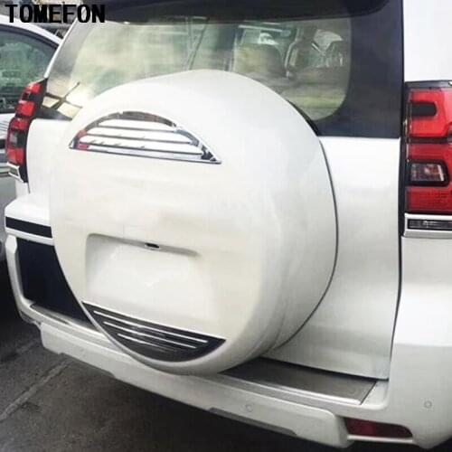 TOMEFON ABS Car Accessories Rear Spare Tire Cover Sticker Decorative Trims For Toyota Land Cruiser Prado FJ150 2018