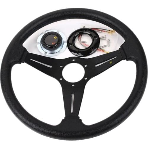 Mo Universal 14inch Leather Steering Wheel Drift Sport Steering Wheels hollow