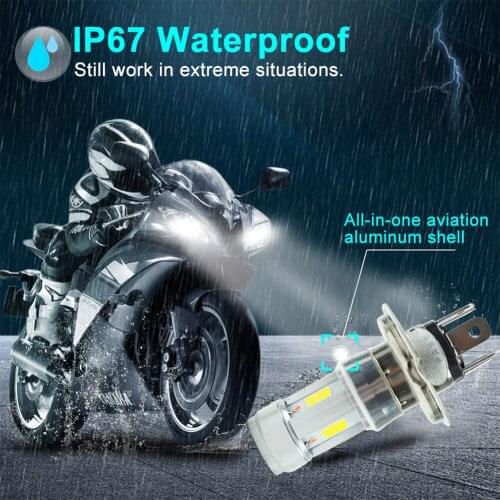 Universal Motorcycle LED Headlight Dual Beam 12W 1200LM H4 HS1 P43T S2 BA20D Light Bulbs Scooter Motorrad E-bikes 3Side Blue DRL