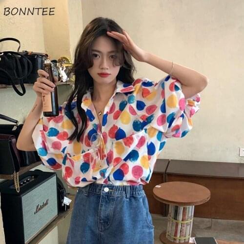 Shirts Women Puff Sleeve Summer French Style Harajuku Fashion Lovely Cozy Lady Holiday Leisure All-match Female Tops Breathable
