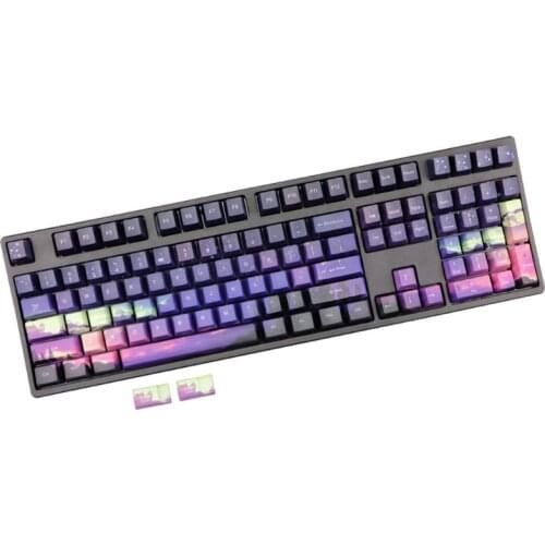 110 Keys OEM PBT Keycaps Full Set Mechanical Keyboard Keycaps 5 Sides Dye-Sublimation Purple Dawn Light Keycaps