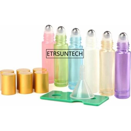 150pcs 10ml Empty Amber Glass Essential oil Roll On Bottle Vials with metal roller ball for perfume aromatherapy Tool F2280
