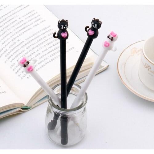 20 Pcs Cute Cat Gel Pen 0.5mm Korea Creative Cartoon Animal Pens Kawaii School Supplies Girls Gift Office Stationery Wholesale