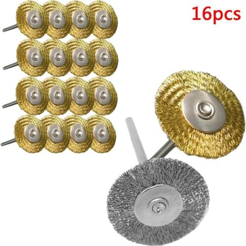 25mm 16pcs Platinum Blades Steel Wire Wheel Brush Dremel Rotary Tool For Mini Drill Tools Polishing Dremel Accessories