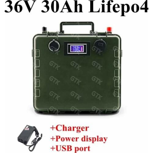36V 30Ah Lifepo4 Lithium Rechargeable Battery Pack with BMS for RV Robots Solar energy system E Scooter motorcycle+5A Charger